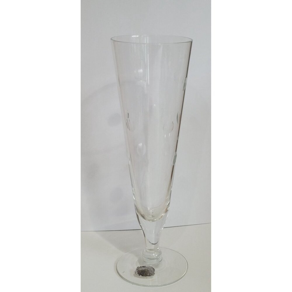 Vintage Mountaineer Etched Crystal Pilsner Glasses Set Of 4 Coin Dot Design Eleg - Picture 3 of 7